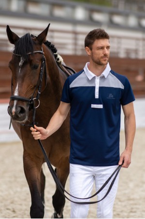 Ανδρικό μπλουζάκι αγώνων ιππασίας MOSAIC-Κοντά μανίκια, Τεχνική ένδυση αγώνων ιππασίας