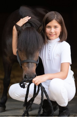 Спортивная рубашка для девочек ILOVE CRYSTAL - короткий рукав, спецодежда для конного спорта из технической ткани