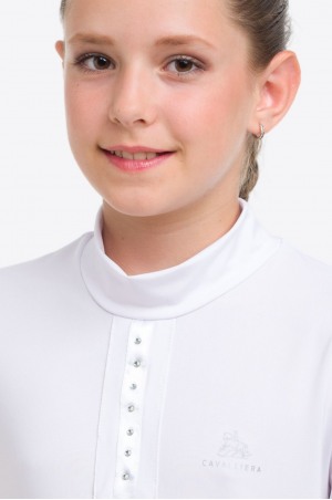 Спортивная рубашка для девочек ILOVE CRYSTAL - короткий рукав, спецодежда для конного спорта из технической ткани