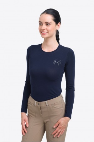 Baumwolle Reiten T-Shirt BIT - Langarm, Reitbekleidung