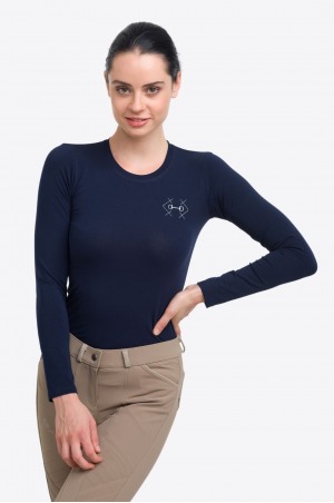 Baumwolle Reiten T-Shirt BIT - Langarm, Reitbekleidung