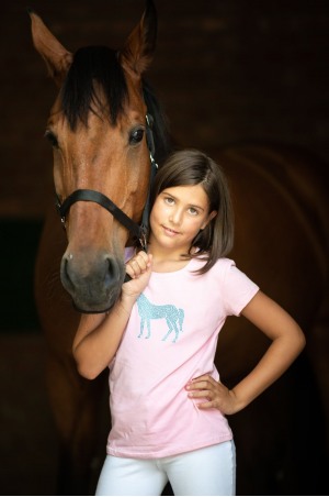 Riding Cotton Top HORSE IN SKY BLUE - Short Sleeve, Equestrian Apparel
