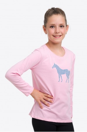 Riding Cotton Top HORSE IN SKY BLUE - Long Sleeve, Equestrian Apparel