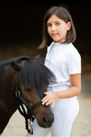Μπλουζάκι αγώνων ιππασίας CUSTOM CRYSTALLIZED KIDS-κοντομάνικα, Τεχνική ένδυση αγώνων ιππασίας