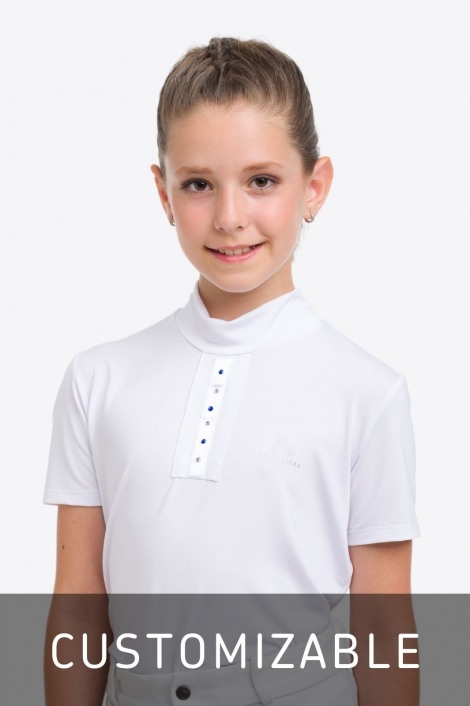 Спортивная рубашка для девочек CUSTOM CRYSTALLIZED KIDS - короткий рукав, спецодежда для конного спорта из технической ткани