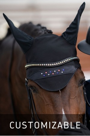 Ушки для лошади из технической ткани CUSTOM CRYSTALLIZED - укороченная модель