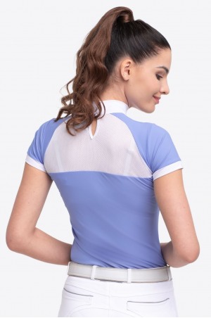 Рубашка для выступлений BABY BLUE MESH - короткий рукав, спецодежда для конного спорта из технической ткани