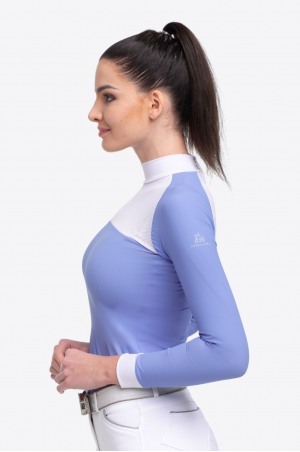 Рубашка для выступлений BABY BLUE MESH - длинный рукав, спецодежда для конного спорта из технической ткани