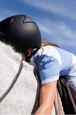 Riding Show Shirt BABY BLUE MESH KIDS - Short Sleeve, Technical Equestrian Apparel