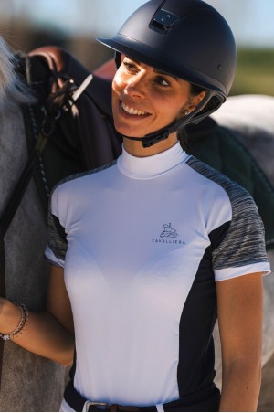 Riding Show Shirt TRICOLOR - Short Sleeve, Technical Equestrian Apparel