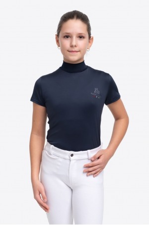 Блуза для выступлений  SERENE KIDS - короткий рукав, спецодежда для конного спорта из технической ткани
