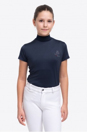 Блуза для выступлений  SERENE KIDS - короткий рукав, спецодежда для конного спорта из технической ткани