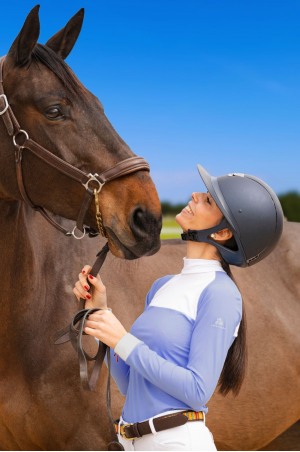 Рубашка для выступлений BABY BLUE MESH - длинный рукав, спецодежда для конного спорта из технической ткани