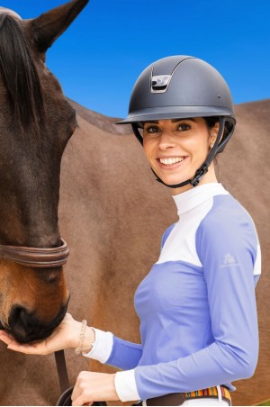 Riding Show Shirt BABY BLUE MESH - Long Sleeve, Technical Equestrian Apparel