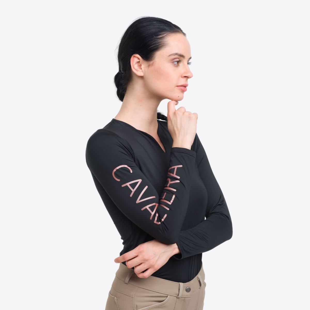 Camiseta hípica de alto rendimiento ROSE GOLD - Manga larga,