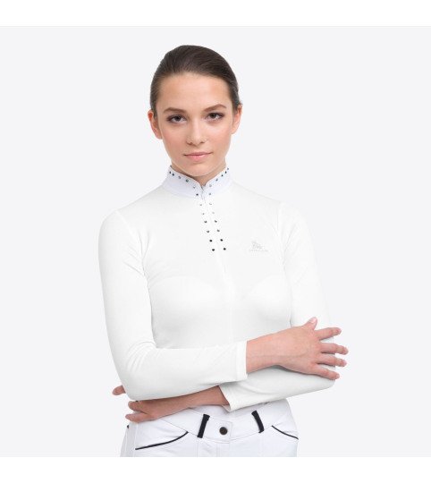 Polo de concours équestre DIVA- manches longues, Vêtement technique de concours équestre
